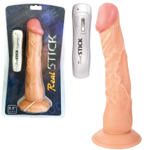 Wibrator realistyczny na pilota przewodowego - 22.5 cm - z przyssawką, PVC - RealStick