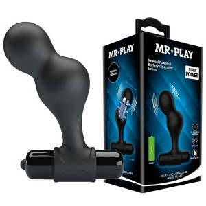 Wibrujący korek analny Mr. Play na baterie, Czarny Silikonowy - Pretty Love