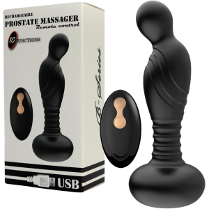 Wibrujący masażer prostaty z funkcją ruchów "góra-dół", na USB Czarny - Boss Series