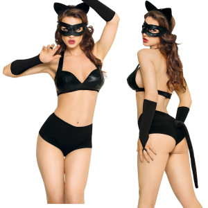 Kostium kotki przebranie Catwoman czarne