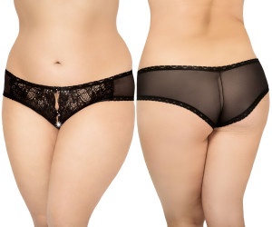 Czarne koronkowe figi 2469 Plus Size z prześwitującego materiału