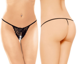 Minimalistyczne czarne String 2272 z otwartym krokiem