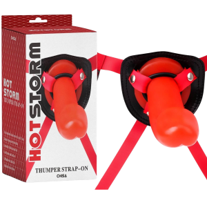 Zestaw Strap-On - Thumper - stymulujący punkt G, Czerwony, TPE - CHISA