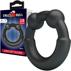 Pierścień uciskowy na penisa - MECO - Czarny, Silikonowy - Crazy Bull