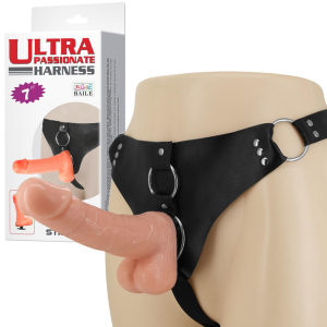 Zestaw Strap-On - realistyczne dildo i uprząż - TPR Cielisty - Baile