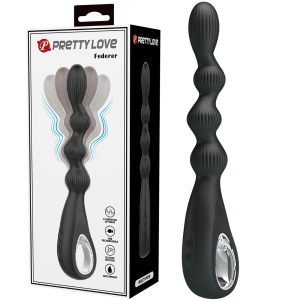 Wibrator dla kobiet analny Federer silikonowy czarny 22,2 cm dyskretny Pretty Love