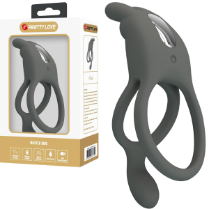 Wibrujący pierścień erekcyjny - MASTER RING - ze stymulującym króliczkiem, USB - Pretty Love