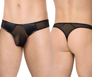 Czarne męskie stringi 4519 z prześwitującego materiału
