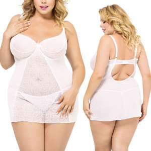 Biała koszulka Laura Plus Size z prześwitującym materiałem