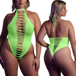 Zielone body z ozdobymi paskami Ouch świecące w ciemności