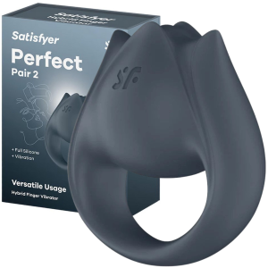 Stymulator łechtaczki na palec i pierścień erekcyjny - 2w1 - Perfect Pair 2 - USB, Silikonowy - Satisfyer