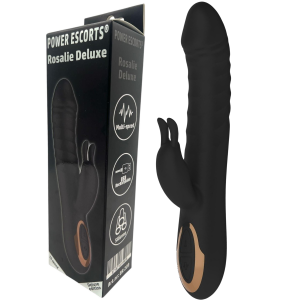 Wibrator z króliczkiem - BR209 - Rosalie Deluxe - stymulujący punkt G, na USB, Czarny - Power Escorts