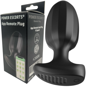 Wibrujący korek analny - BR192 - sterowany aplikacją, USB Czarny Silikonowy - Power Escorts
