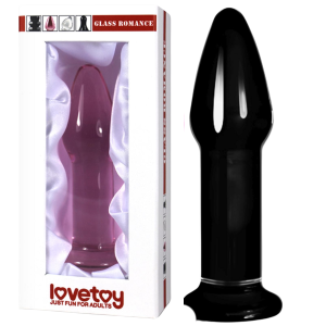 Dildo - 5" Glass Romance - wykonane ze szkła, Czarne - Lovetoy