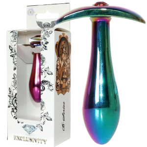 Dyskretny korek analny z czerwonym diamencikiem - rozmiar S - Stal nierdzewna - Boss Series