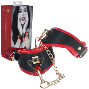 Kajdanki na ręce - Milan Collection - ze złotym łańcuszkiem, Czerwone - Ouch!