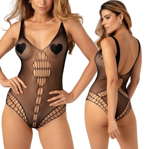 Czarne body z delikatną siateczką Amorelie