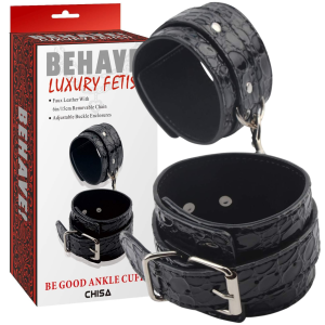 Kajdanki na kostki - Be good Ankle - do krępowania i zabaw BDSM, Czarne Poliuretanowe - Behave