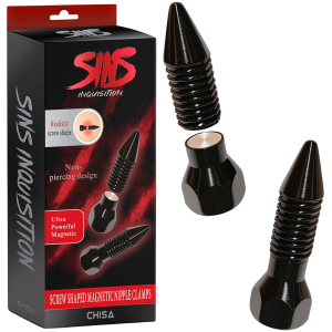 Magnetyczne zaciski na sutki - Screw Shaped - w kształcie śrubek, Czarne Aluminiowe - CHISA