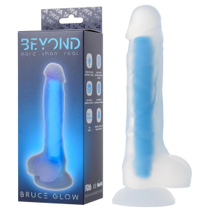 Dildo realistyczne - Bruce Glow 16,5 cm - świecące w ciemności, przyssawka - Toyfa
