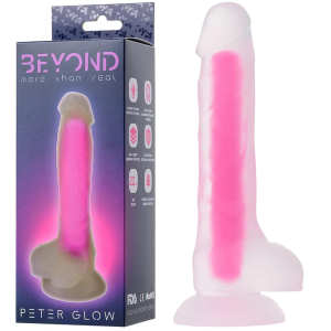 Dildo realistyczne - Peter Glow 16,5 cm - świecące w ciemności, przyssawka - Toyfa