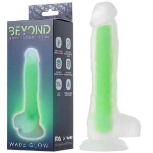 Dildo realistyczne - Wade Glow - świecące w ciemności, przyssawka - silikonowe - Toyfa