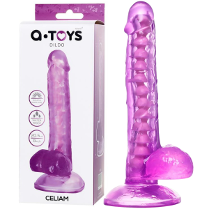 Dildo realistyczne - Celiam 20.5 cm - z kręgosłupem, jądrami i przyssawką - TPE Fioletowe - TOYFA