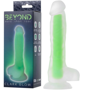 Dildo realistyczne - Clark - świecące w ciemnościach, zielone, 22 cm - TOYFA