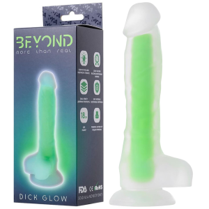 Dildo realistyczne - Dick - świecące w ciemnościach, zielone, 18 cm - TOYFA