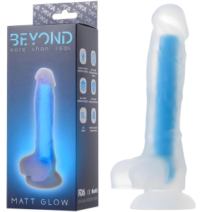 Dildo realistyczne - Matt - świecące w ciemnościach, niebieskie, 18cm - TOYFA