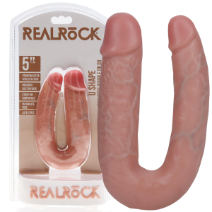 Cieliste dildo realistyczne - U Shaped Double Dildo 5” - podwójne, PVC - Realrock
