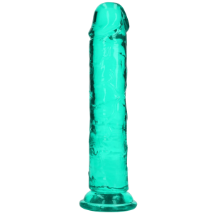Straight Realistic Dildo with Suction Cup - 8'' / 20 - Realistyczne przezroczyste dildo z przyssawką, Zielone