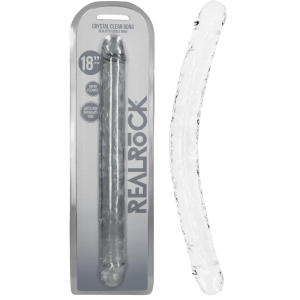 Realistic Double Dong - 18'' / 45 cm Realistyczne dwustronne dildo, Przezroczyste