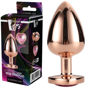 Dream Toys GLEAMING LOVE ROSE GOLD PLUG LARGE Korek analny z diamencikiem