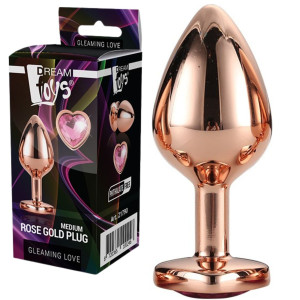 Dream Toys GLEAMING LOVE ROSE GOLD PLUG MEDIUM Korek analny z diamencikiem