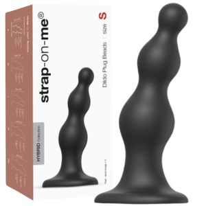 Strap-on-me DILDO PLUG BEADS BLACK - S - Dildo z przyssawką - progresywne, Silikonowe