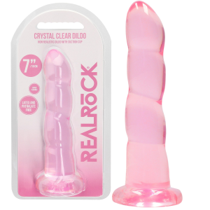 RealRock Non Realistic Dildo with Suction Cup - 7""/ 17 cm - dildo z przyssawką, Różowe