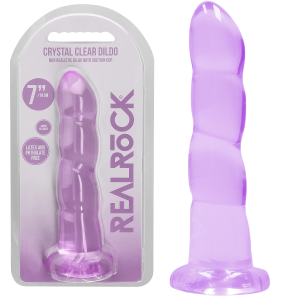 RealRock Non Realistic Dildo with Suction Cup - 7""/ 17 cm - dildo z przyssawką, Fioletowe