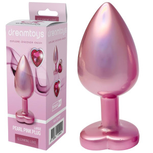 Korek analny z diamencikiem - GLEAMING LOVE L - różowy, aluminiowy - Dream Toys