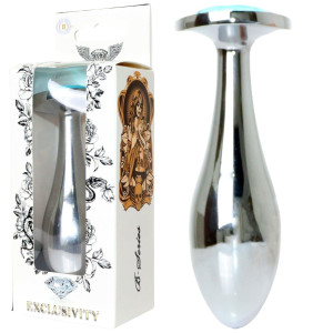 Korek analny z niebieskim diamencikiem - rozmiar L - aluminiowy - Boss Series