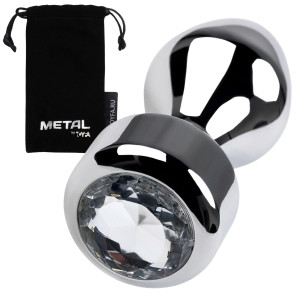 Korek analny, metalowy, srebrny z diamencikiem, 9,5 cm - Toyfa