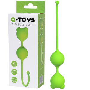 Podwójne kulki gejszy do ćwiczeń mięśni Kegla - Pleasure balls - silikonowe - A-Toys Green