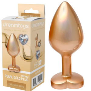 Złoty korek analny z diamencikiem - Aluminiowy - Dream Toys