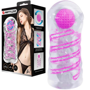 Masturbator ze stymulującymi wypustkami - przezroczysty, TPR - PRETTY LOVE