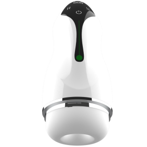 Masturbator z wibracjami, funkcją ssania oraz podgrzewania, biały, TPE - Boss Series