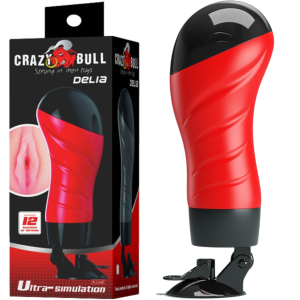 CRAZY BULL DELIA RED - Realistyczny masturbator w pojemniku, Czarwony