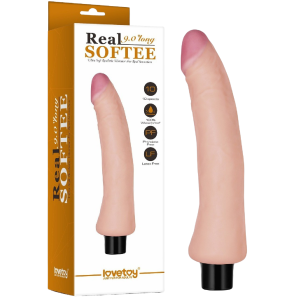 Lovetoy 9" REAL SOFTEE Vibrating Dildo - Realistyczny poręczny wibrator na baterie, TPE
