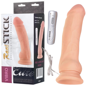 Wibrator realistyczny na pilota przewodowego - z przyssawką - Cielisty, TPR - RealStick Elite