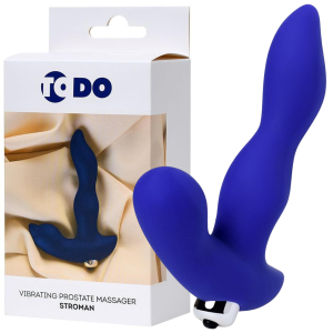 Masażer prostaty - Stroman - z wibracjami na baterie, niebieski, 14,5 cm - Toyfa