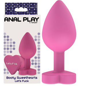 Korek analny z napisem "Let's F*uck" - Różowy, Silikonowy - ToyJoy